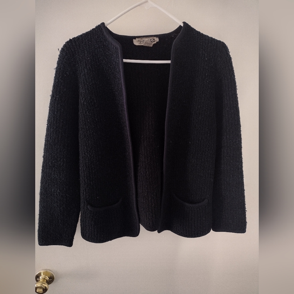 Adele Joyce Dark Blue/Navy Wool Blend Cardigan Sweater Vintage